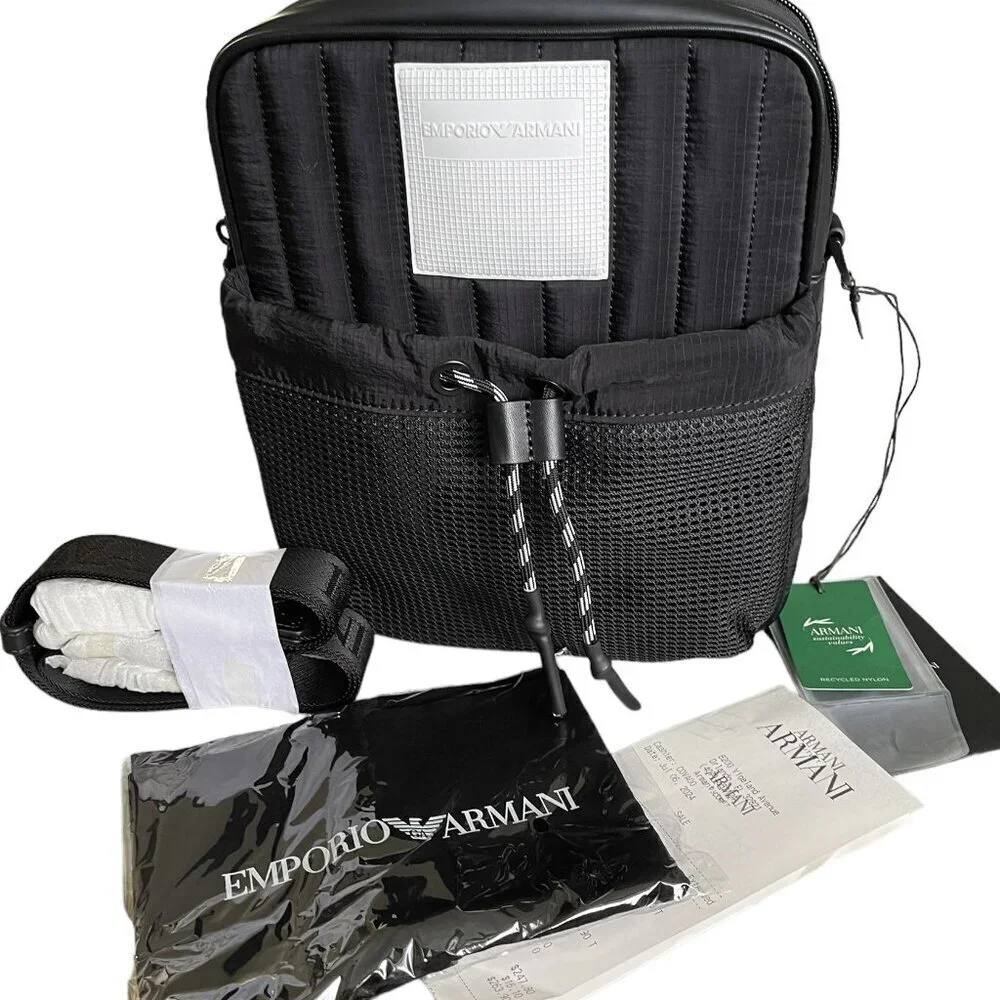 Emporio Armani Black Nylon Messenger Bag. Shoulder‎ Bag, NWT